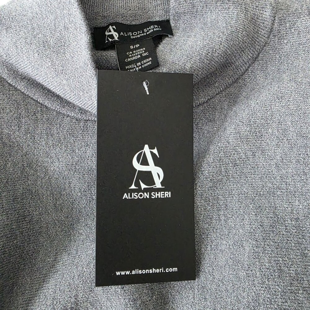 Alison Sheri Womens Colorblock Turtleneck Sweater S Gray & White Viscose Blend - Picture 5 of 15